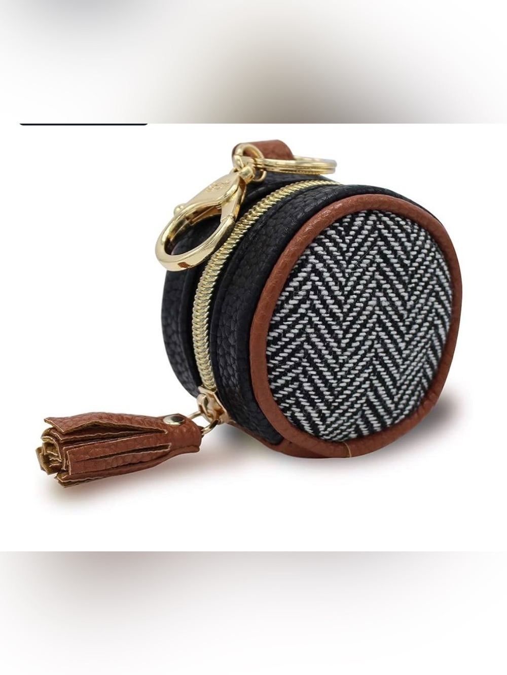 Itzy Ritzy Round Diaper Bag pod in Black, White & Brown